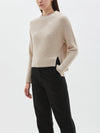 bassike chunky cropped crew neck knit in pale-pink