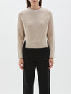 bassike chunky cropped crew neck knit in pale-pink