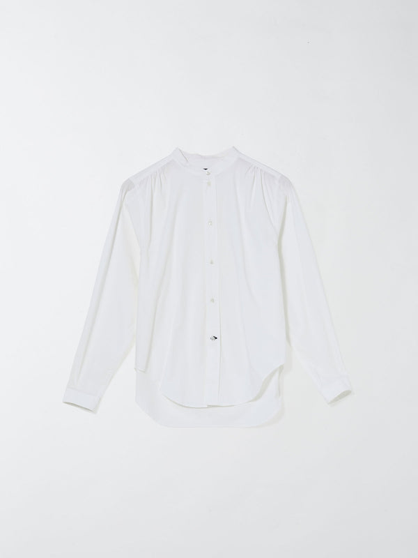 bassike cotton gather detail shirt in white