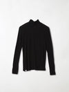 bassike fitted funnel neck long sleeve t.shirt in black