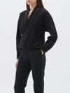 bassike fitted wool wrap top in black