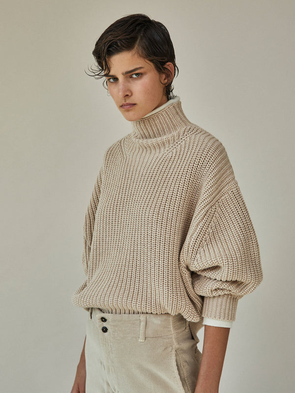 melange chunky turtleneck knit