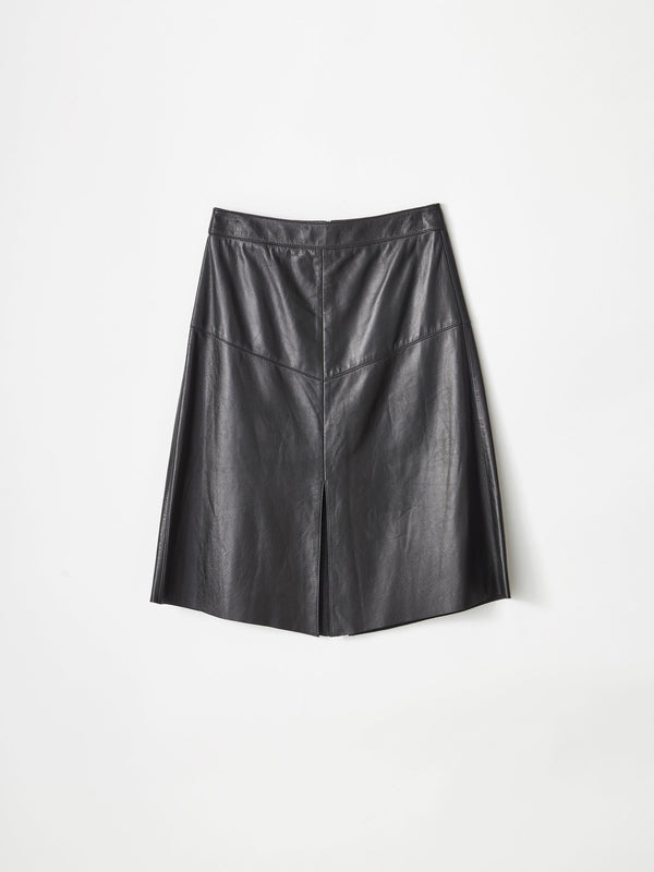 bassike leather draped skirt in black