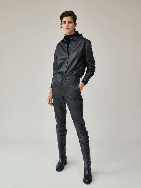 leather waisted pant