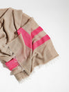 bassike Lightweight Gauze Stripe Scarf in tanfluro-pink