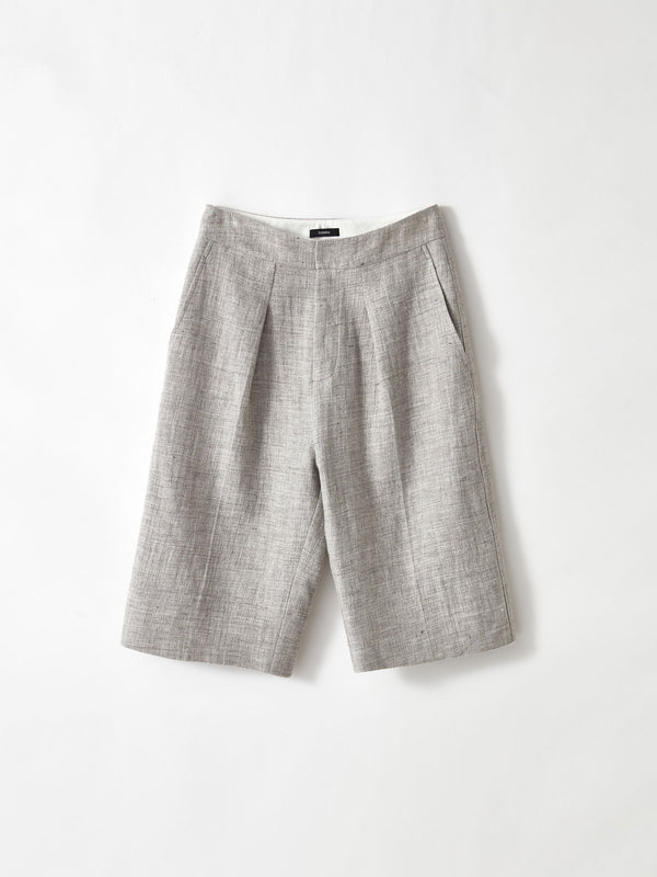 linen melange longerline short