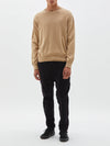 bassike classic crew knit in almond