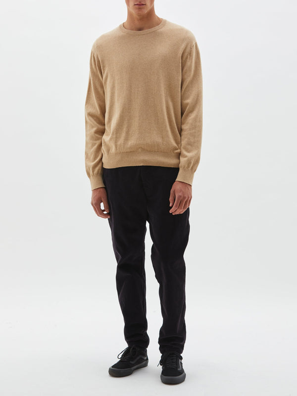 bassike classic crew knit in almond