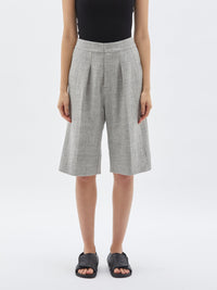 linen melange longerline short