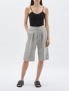 linen melange longerline short