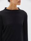 bassike raised neck slim long sleeve t.shirt in grey marl