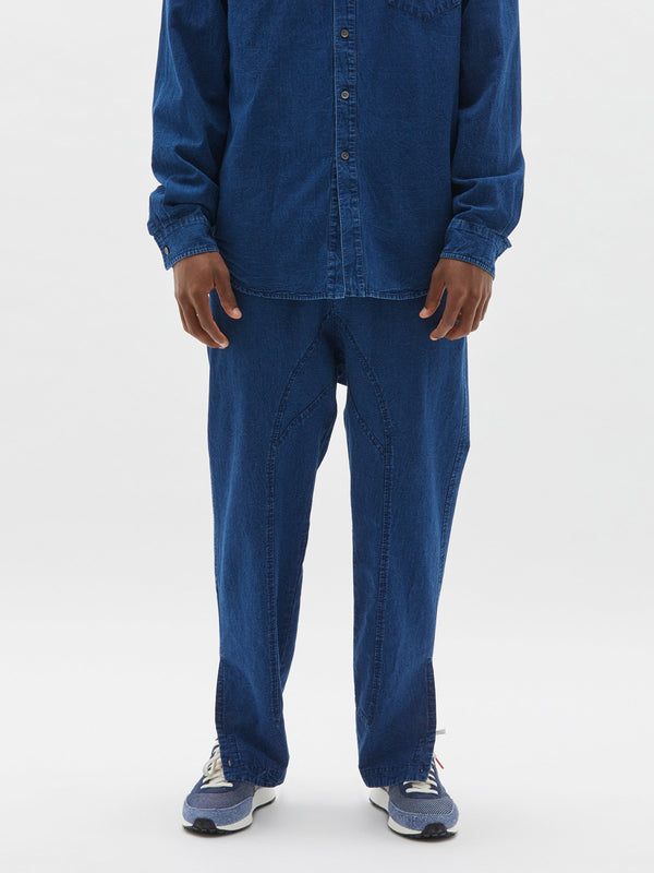 washed denim gusset pant