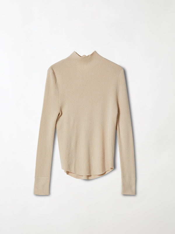 bassike roll neck layering knit in pale-pink