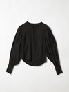 bassike silk twill open neck top in black