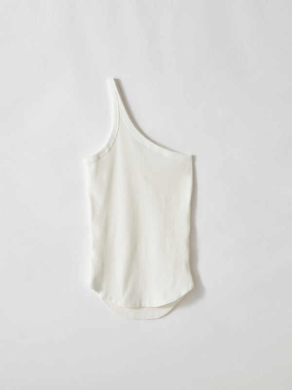 slim one shoulder rib tank