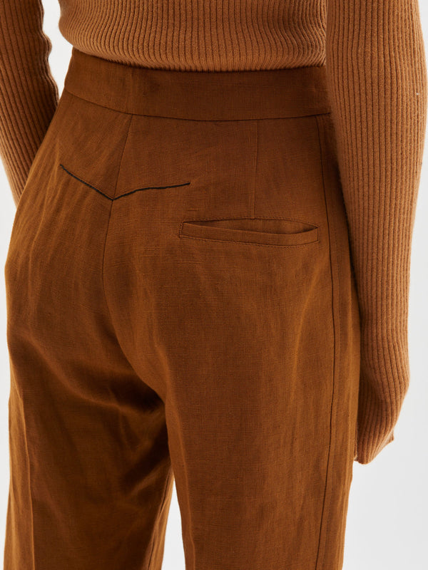 slubbed linen split hem pant