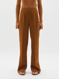 slubbed linen split hem pant