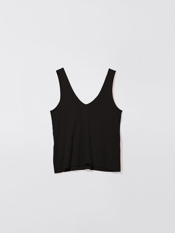 bassike fitted v neck tank in black