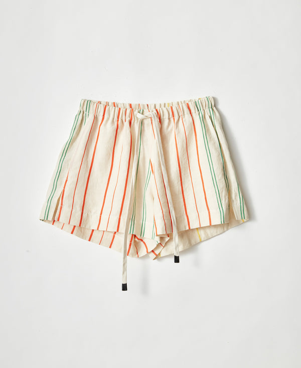 stripe linen beach short