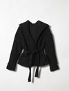 bassike wadded hooded wrap jacket in black