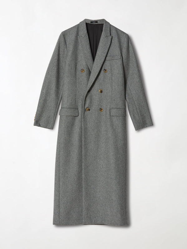 bassike wool felt classic coat in dark grey