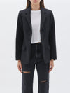 bassike wool flannel tailored jacket in black melange