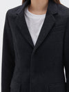 bassike wool flannel tailored jacket in black melange